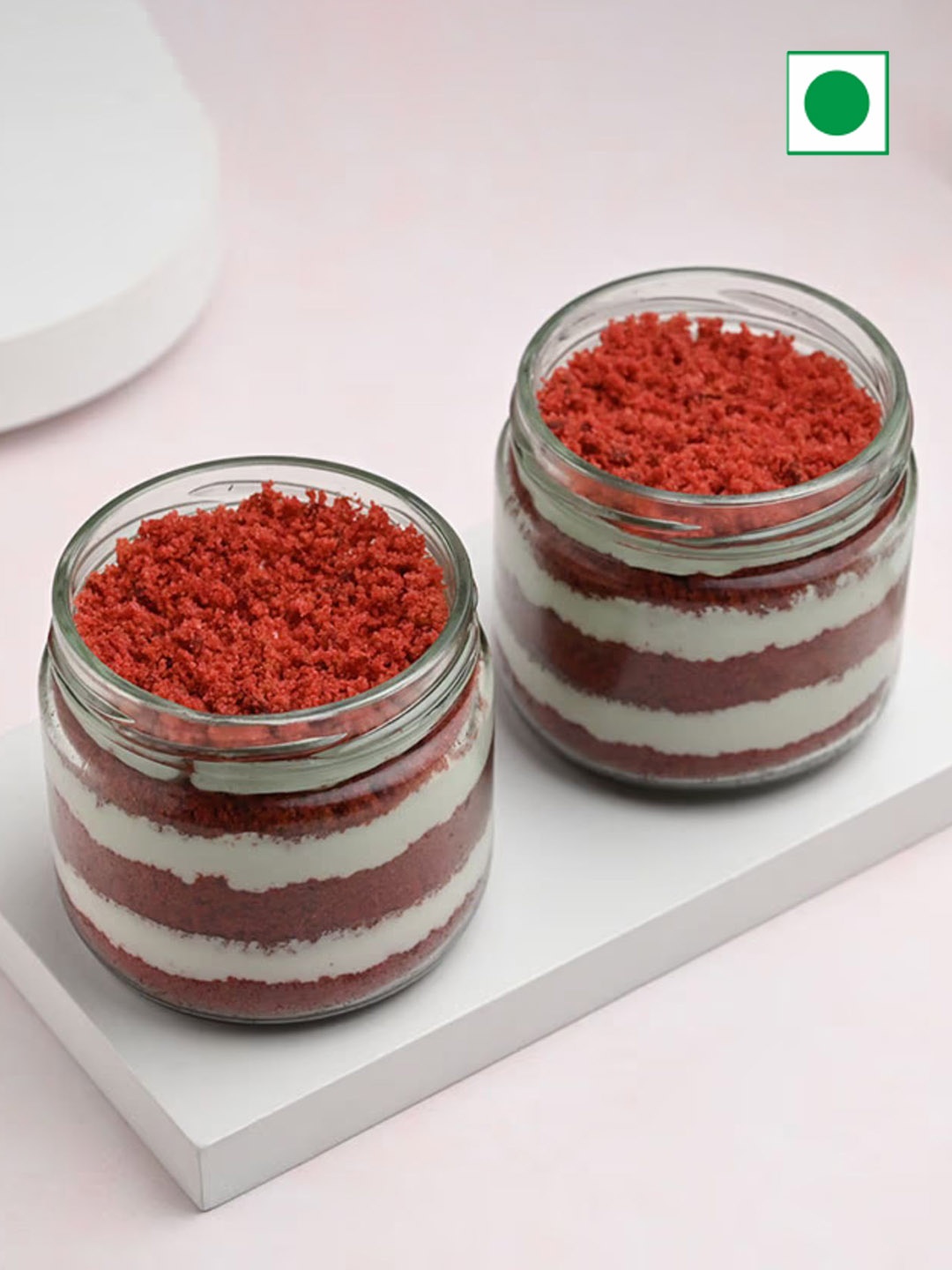 

Floweraura 2Pcs Red Velvet Flavour Eggless Round Jar Cakes- 500gms