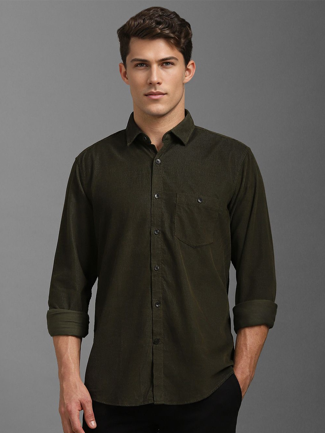 

Louis Philippe Sport Men Slim Fit Opaque Casual Shirt, Olive