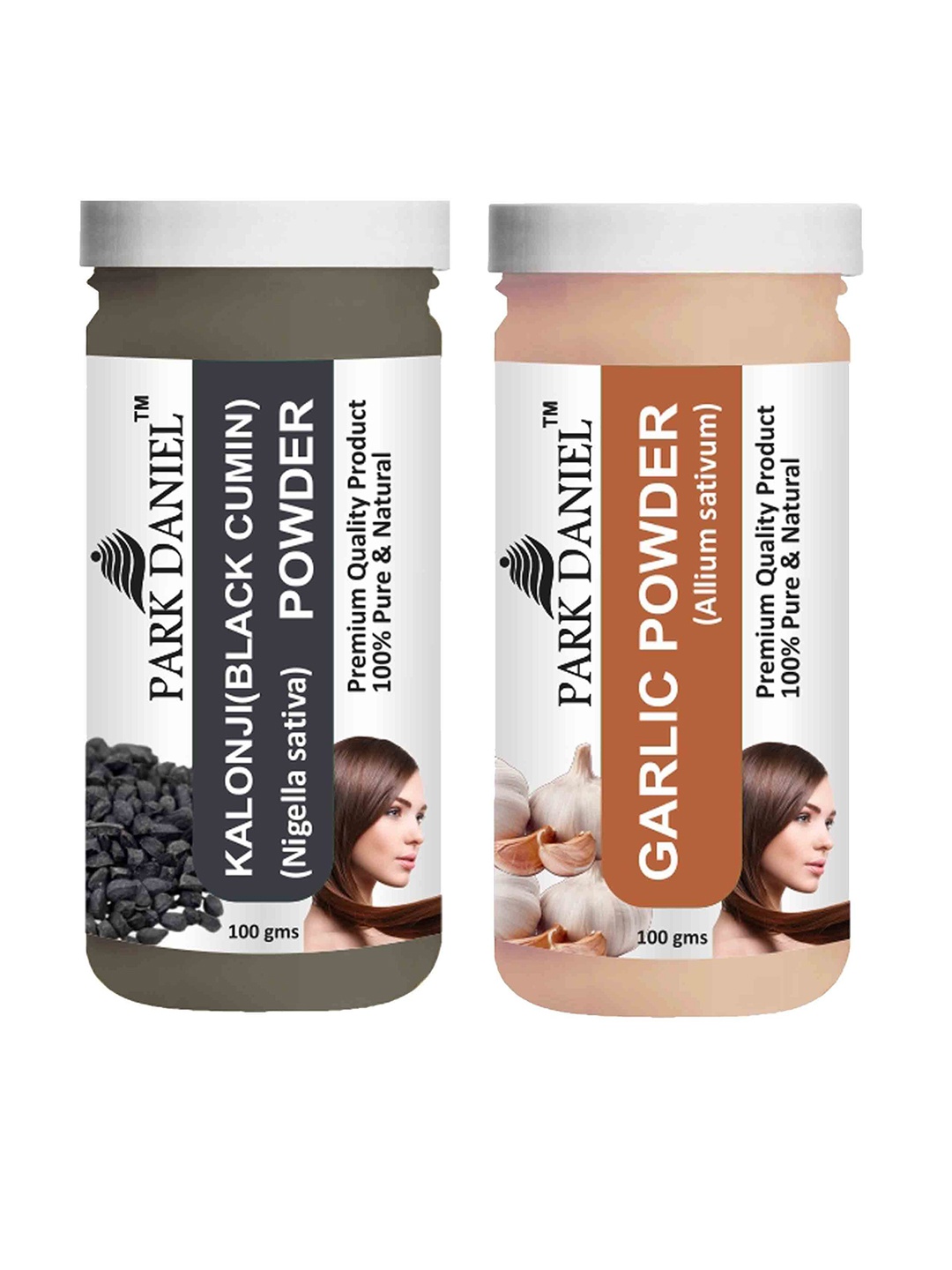 

Park Daniel Set Of 2 Natural Kalonji & Garlic Powder - 100 g Each, Transparent
