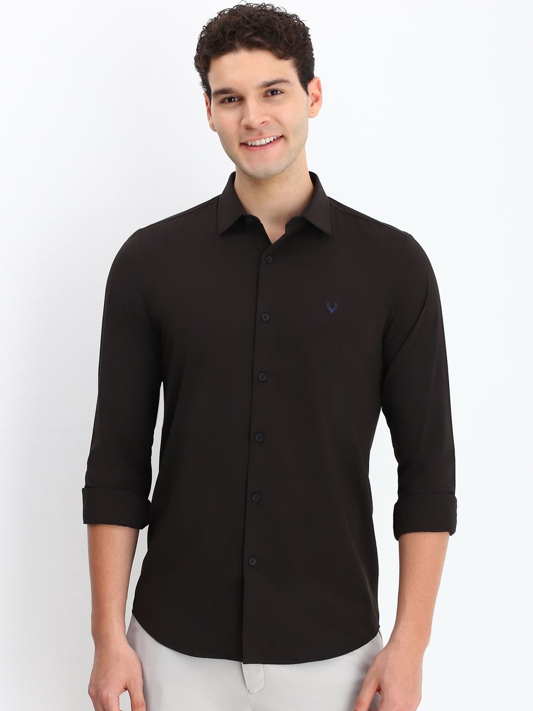 

Allen Solly Men Spread Collar Solid Slim Fit Casual Shirt, Brown