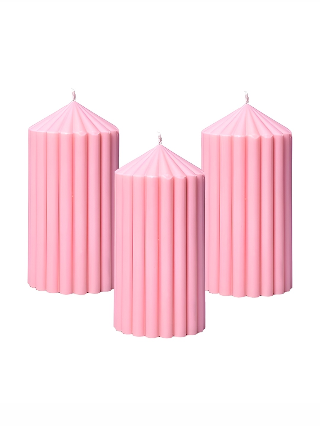 

Atorakushon Pink 3 Pieces Scented Ribbed Pillar Candles