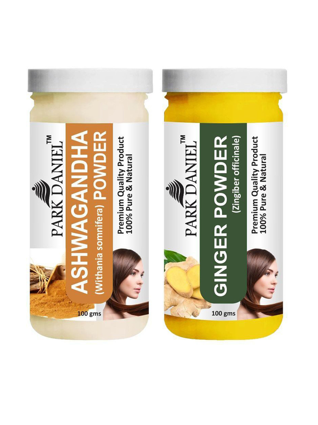 

Park Daniel Set Of 2 Ashwagandha & Ginger Powder For Hair & Skin - 100 g Each, Transparent