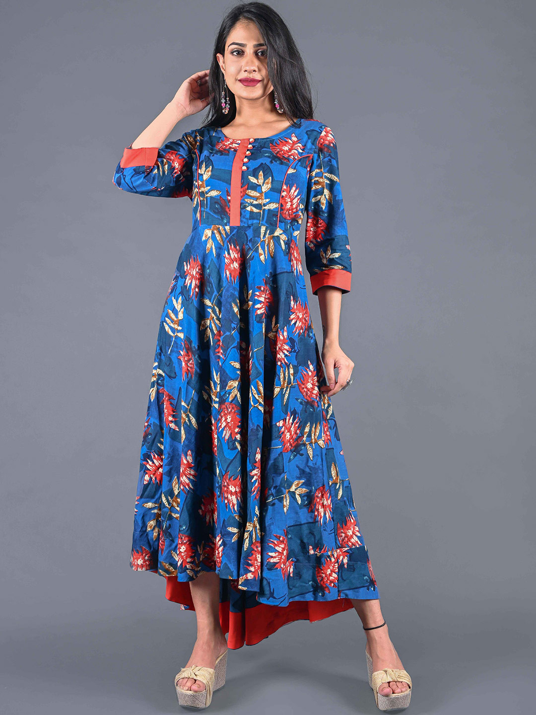 

Sajke Floral Printed Empire Midi Dress, Blue