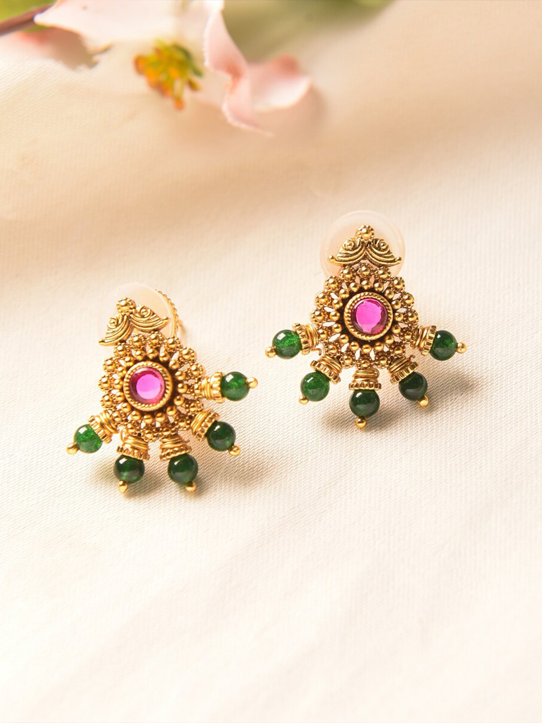 

JAYPORE Gold-Plated Contemporary Stone Studs Earrings