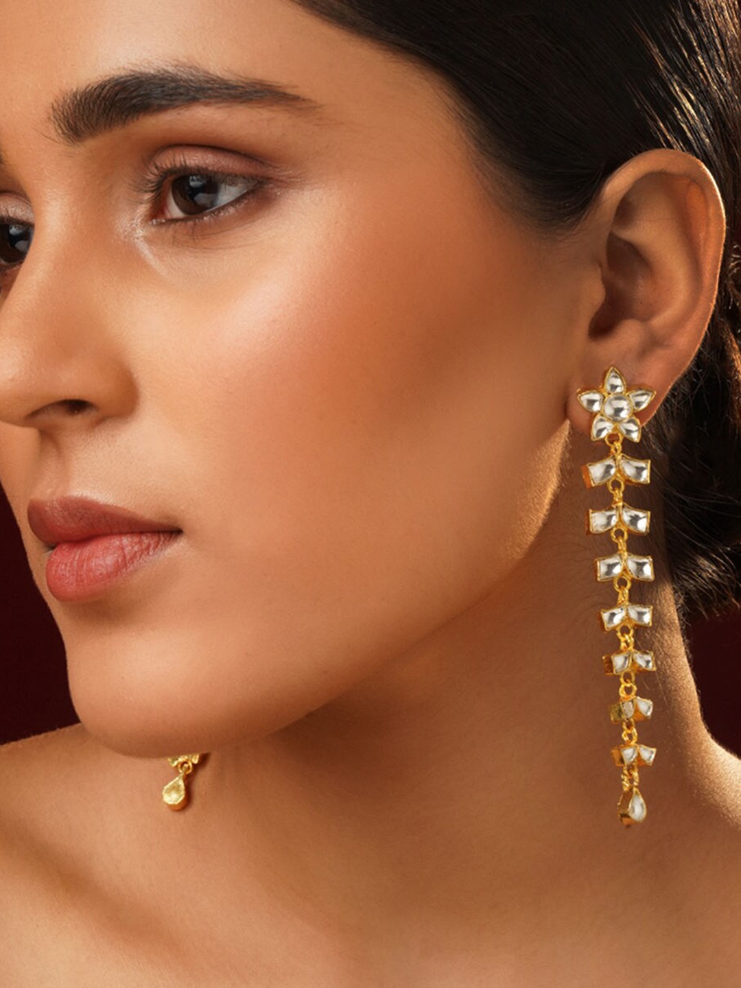 

JAYPORE Gold-Plated Kundan Stone Studded Earrings