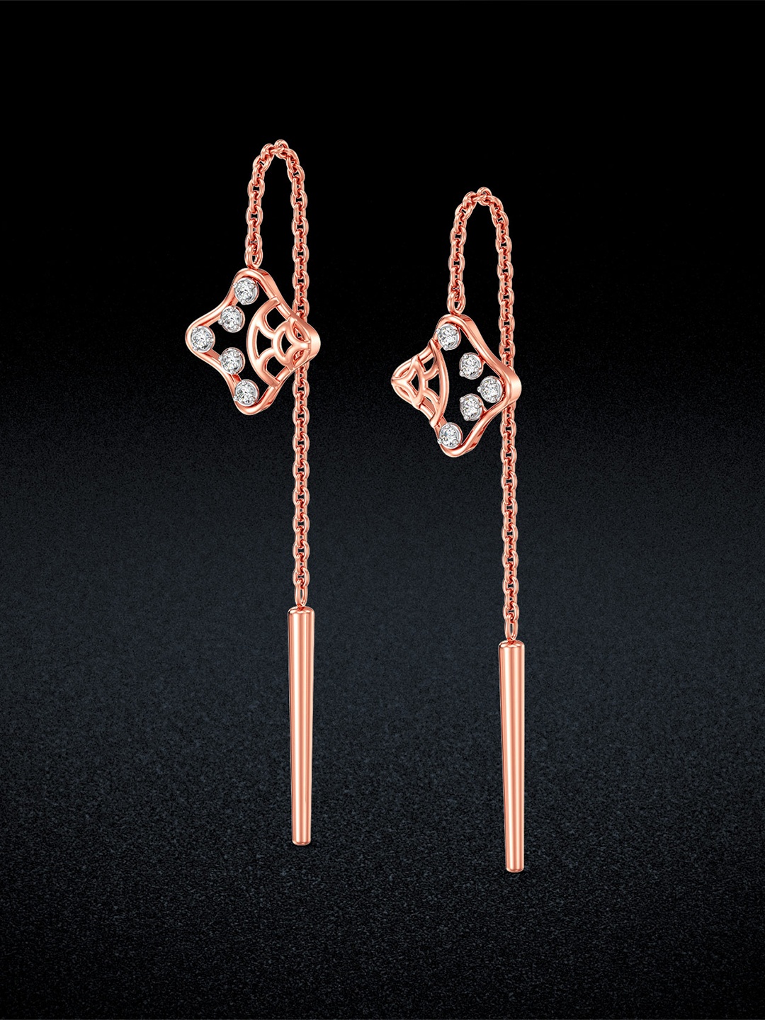 

Joyalukkas Women 18KT Unique Abstract Diamond Earrings, Rose gold