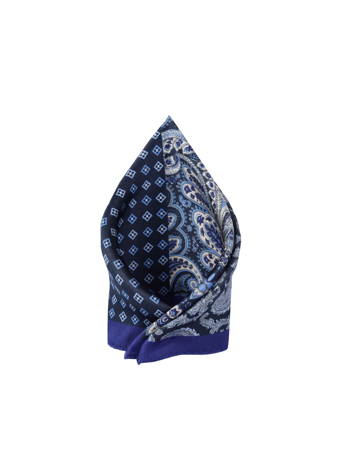 

Peter England Printed Microfiber Pocket Squares, Navy blue