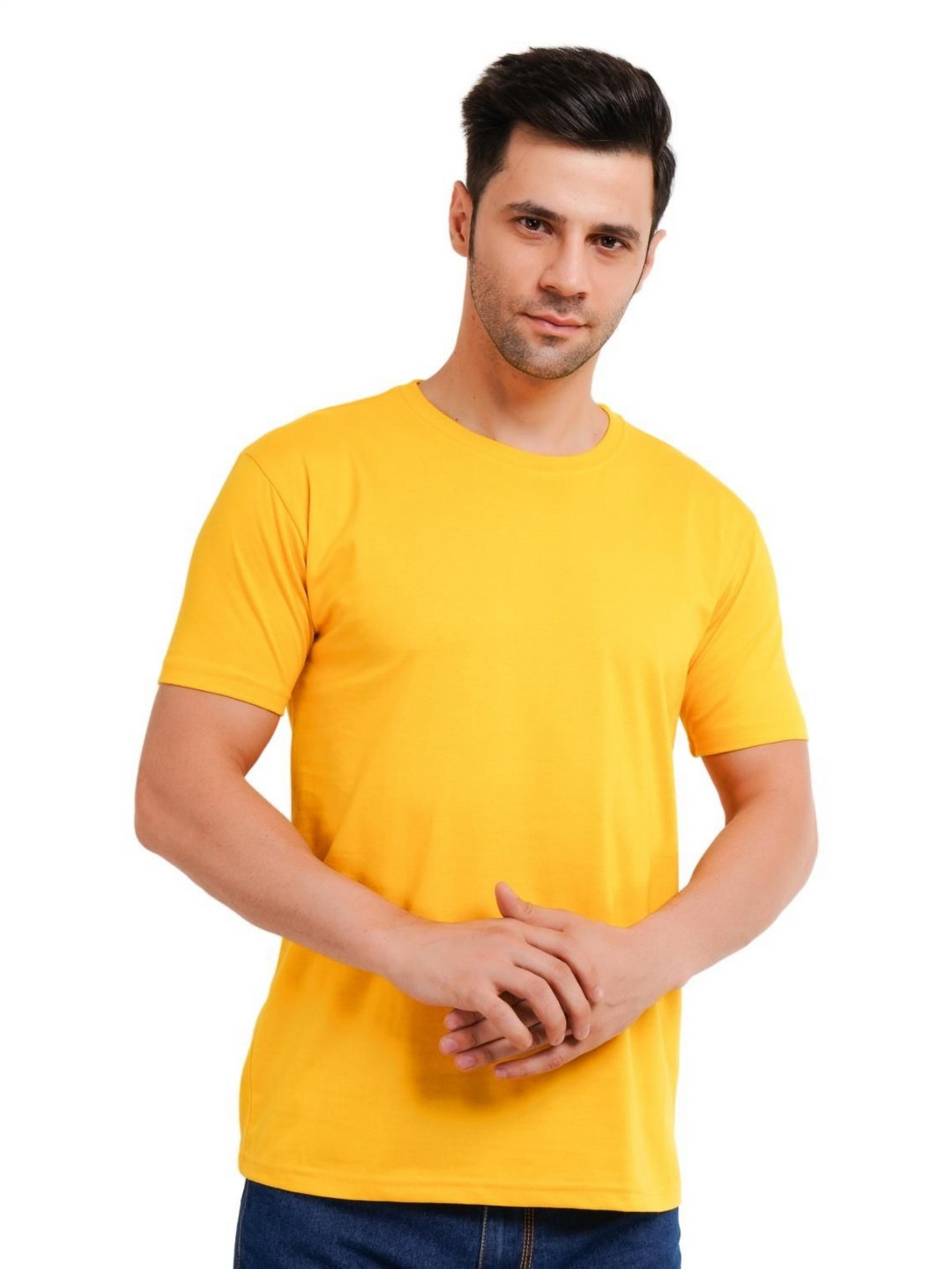 

XO Celebrating Love Men Solid Round Neck Cotton T-shirt, Yellow