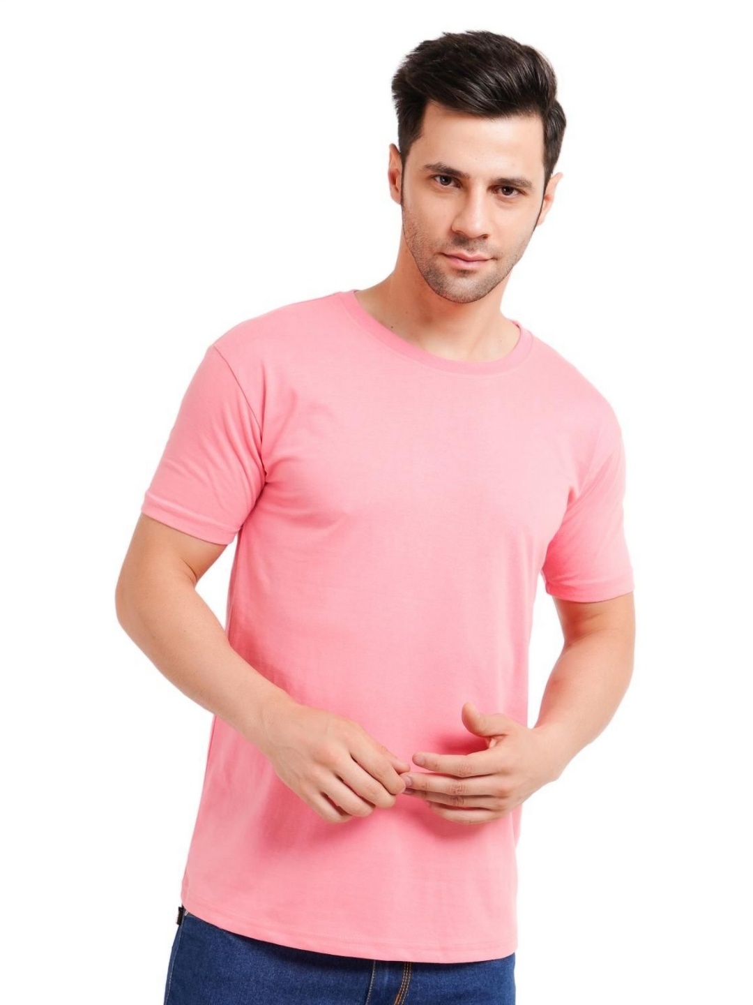 

XO Celebrating Love Men Solid Round Neck Cotton T-shirt, Pink