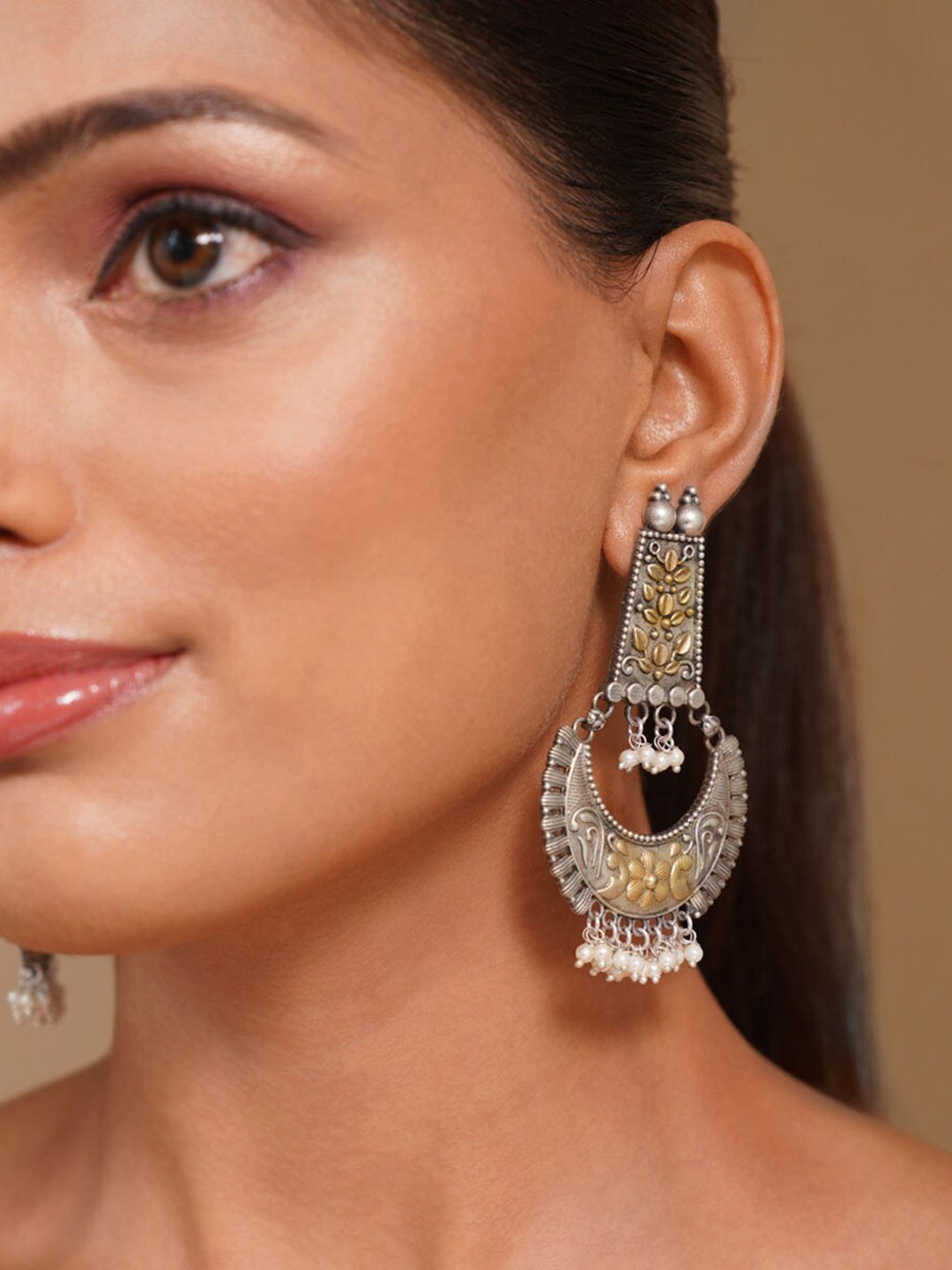 

JAYPORE Contemporary Drop Earrings, Silver