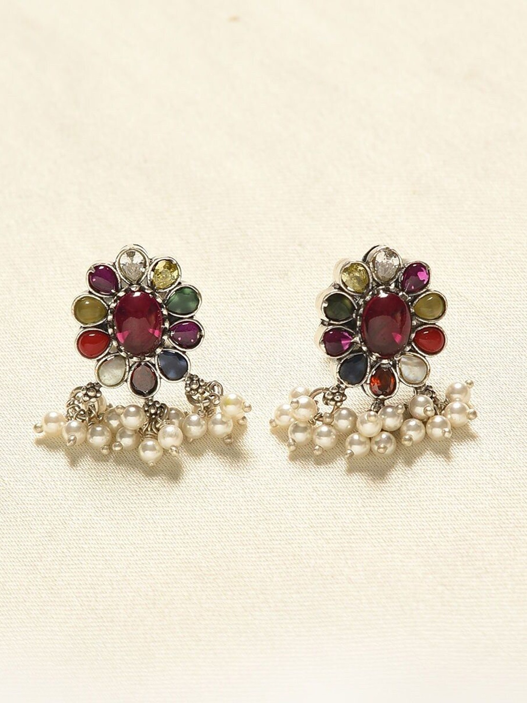 

JAYPORE Pure Silver Contemporary Drop Earrings