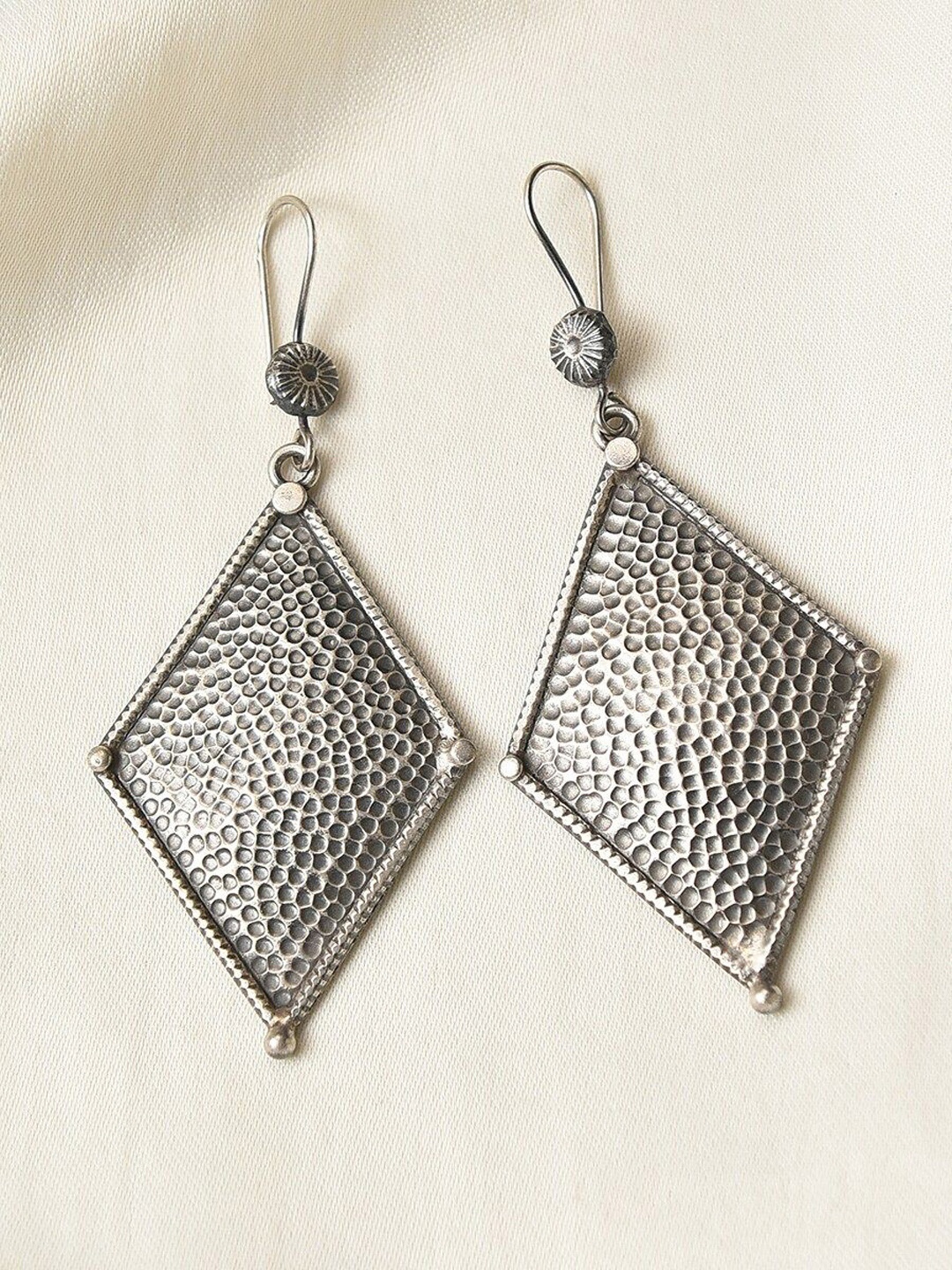 

JAYPORE Pure Silver Contemporary Drop Earrings