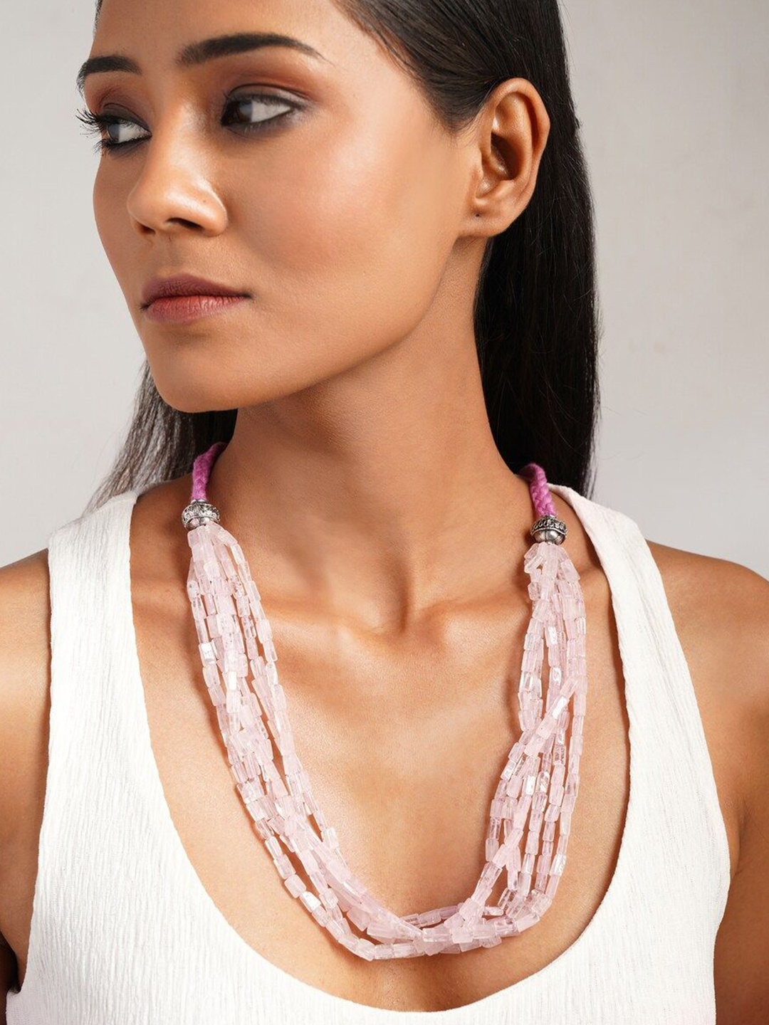 

JAYPORE Beaded Necklace, Pink
