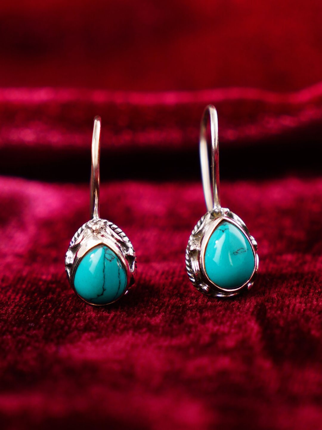 

JAYPORE Silver-Plated Stone Studded Drop Earrings