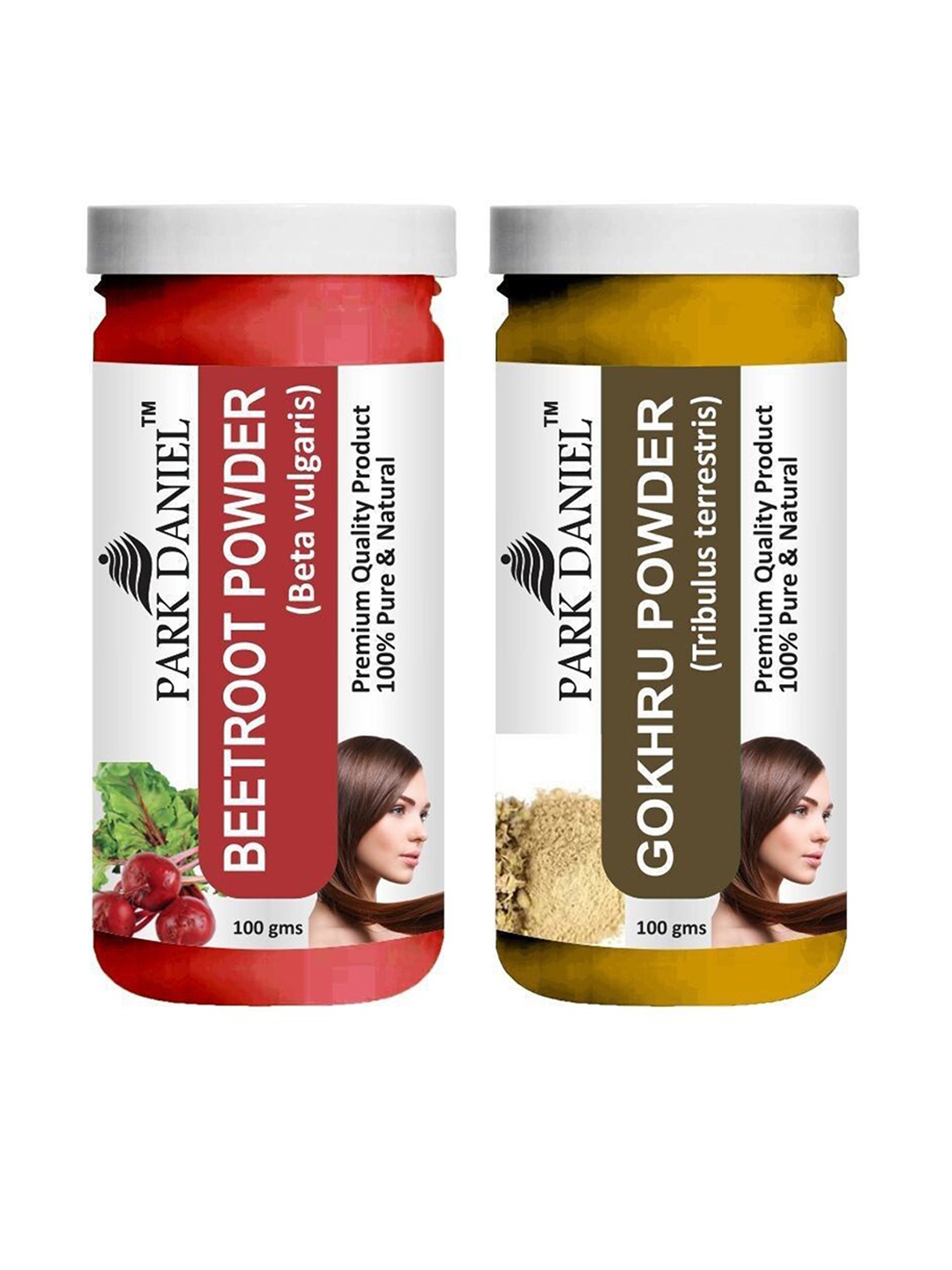 

Park Daniel Set Of 2 Beetroot & Gokhru Powder Face & hair Pack - 100 g Each, White