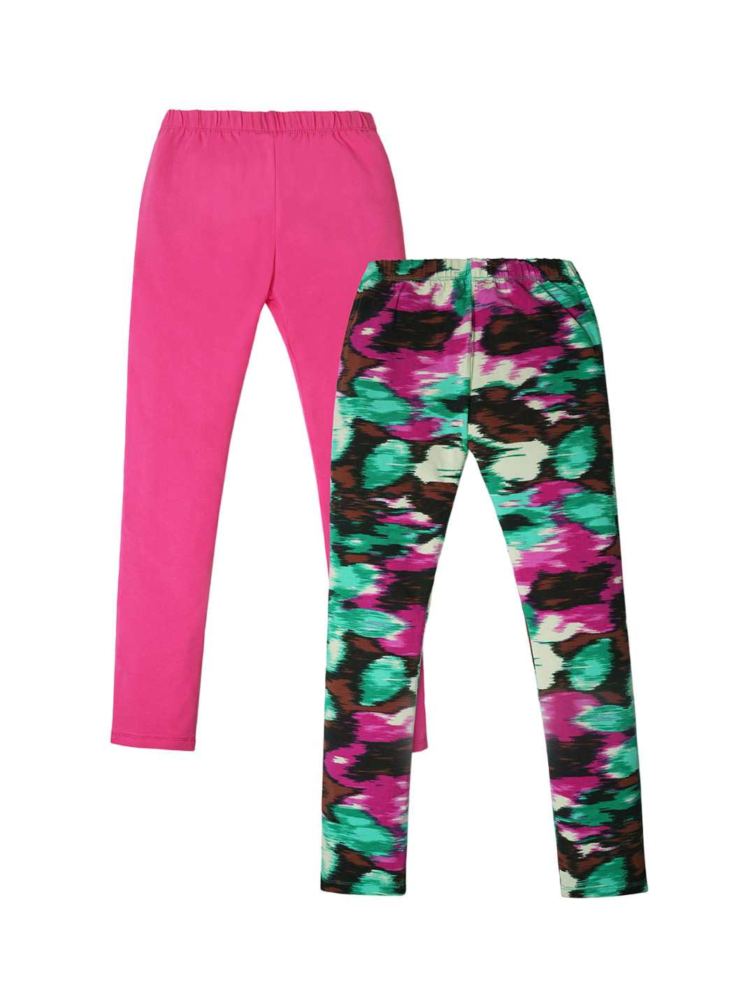 

Nino Togs Girls Pack Of 2 Printed Ankle Length Cotton Leggings, Pink
