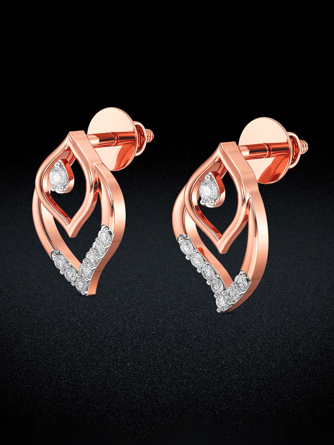 

Joyalukkas Women 18KT Gold Earrings Diamond, Rose gold