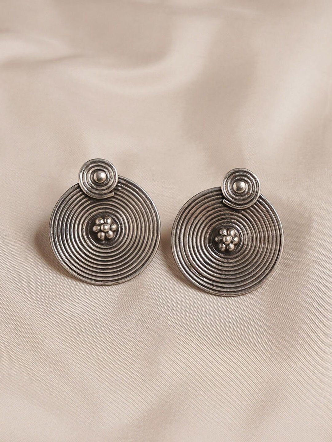 

JAYPORE Pure Silver Turquoise Studded Contemporary Studs