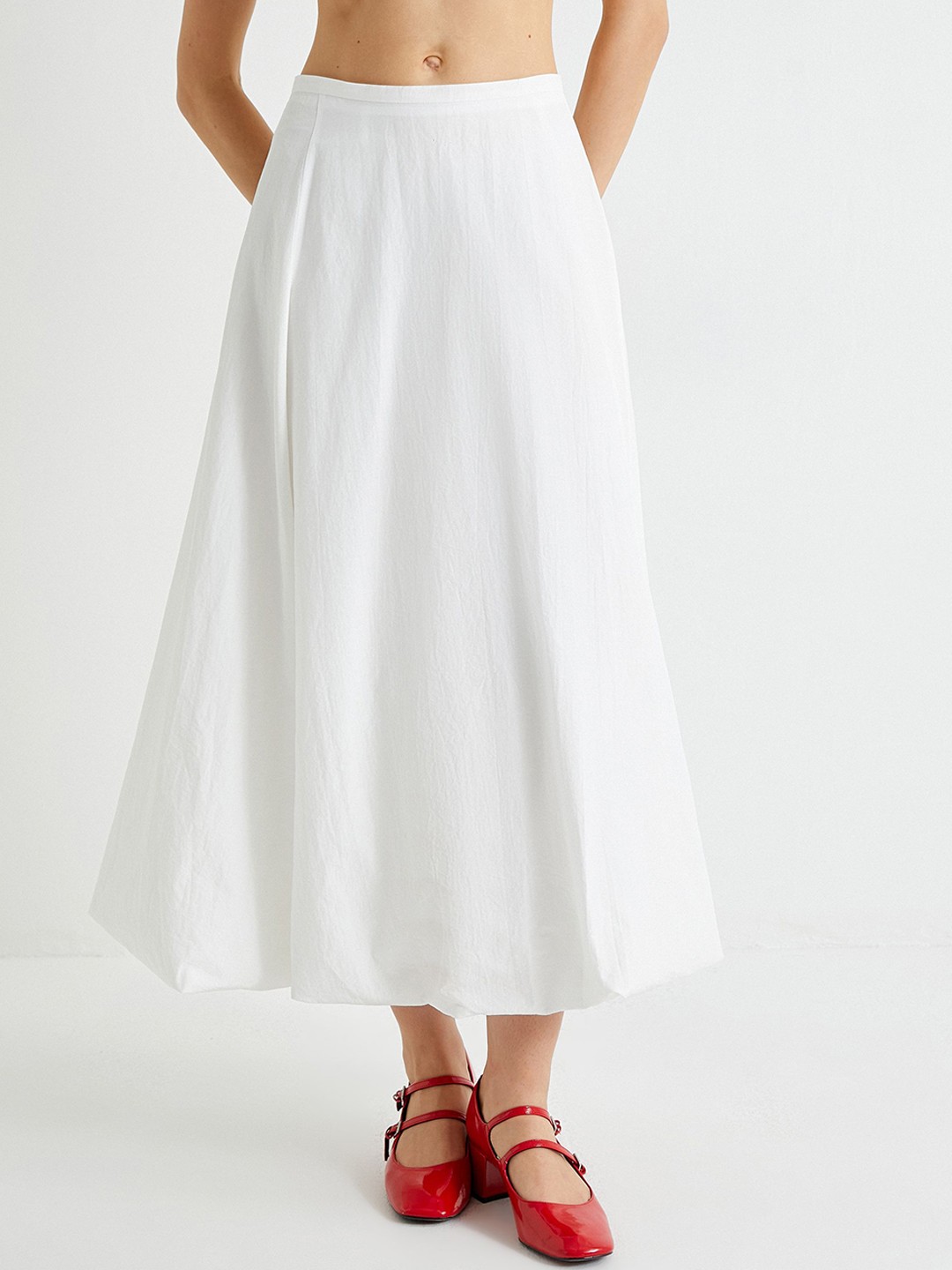 

Koton Women Mid-Rise Flared Maxi Skirt, White