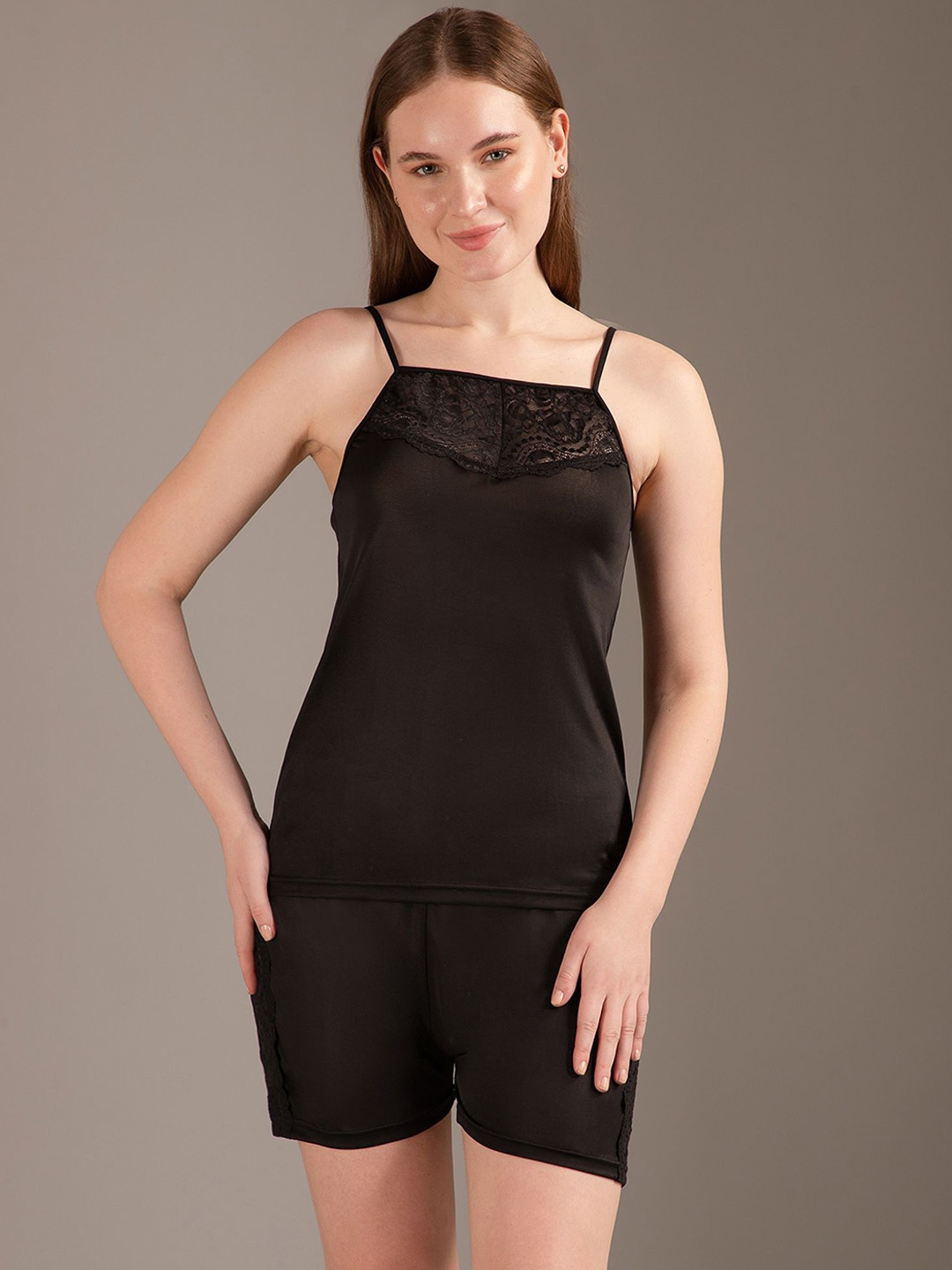 

Louis Bayrad Women Self Design Night Suit, Black