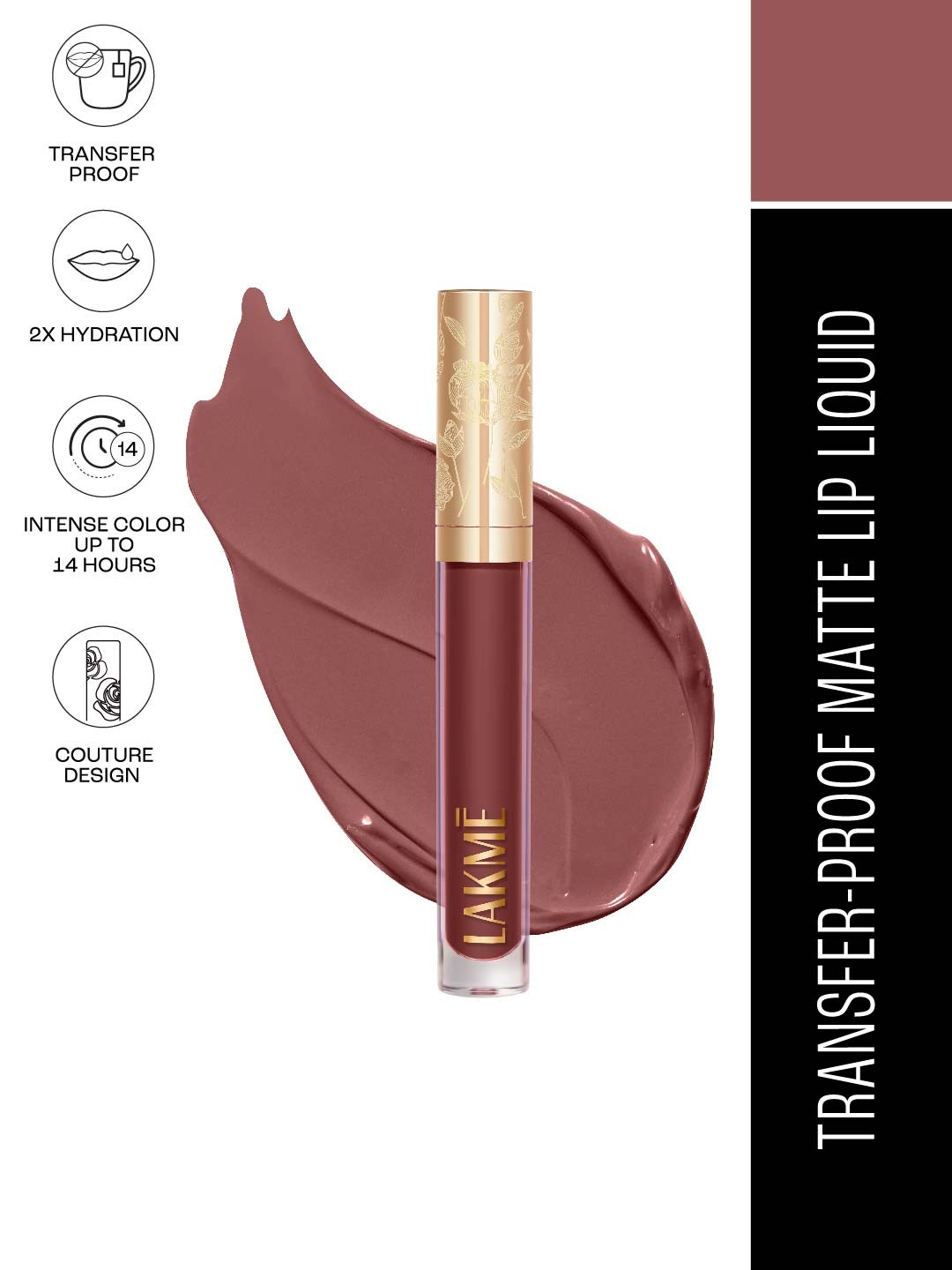 

Lakme Rouge Bloom Waterproof Matte Liquid Lipstick 3.5ml - Cinnamon Sensation 305, Brown