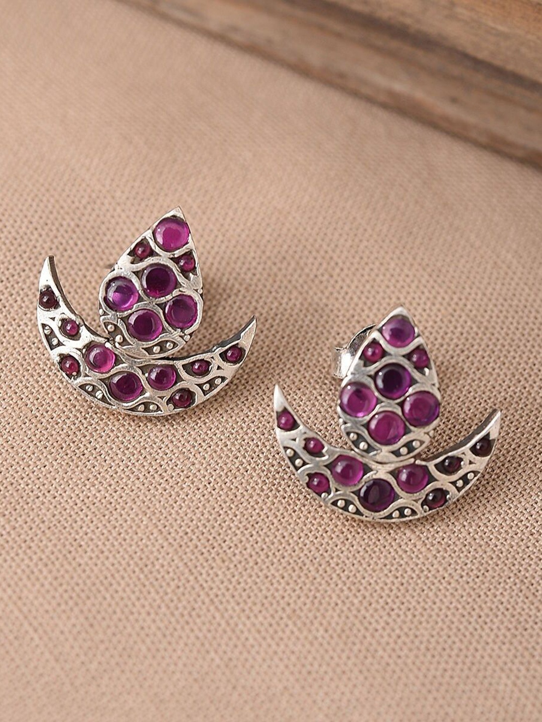 

JAYPORE Stone Studded Contemporary Drop Earrings, Silver