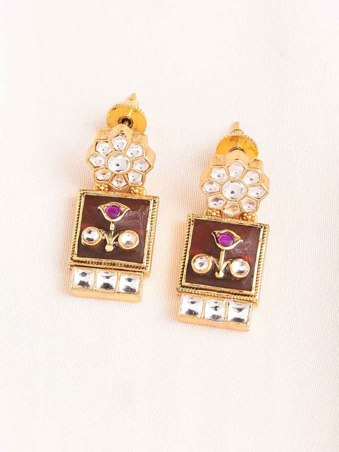 

JAYPORE Contemporary Drop Earrings, Gold