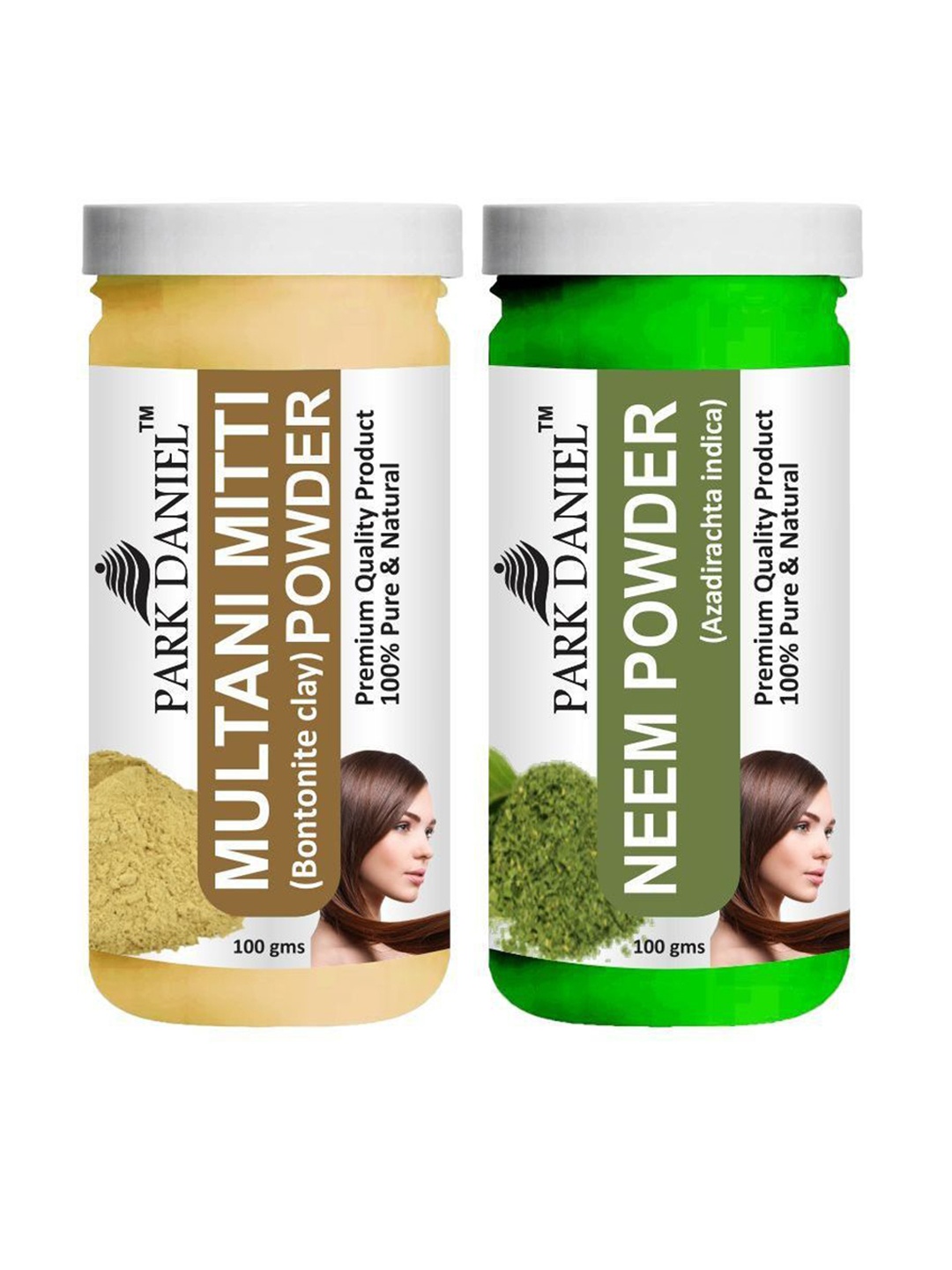 

Park Daniel Set Of 2 Multani Mitti Powder & Neem Powder Face Mask - 100 g Each, Transparent