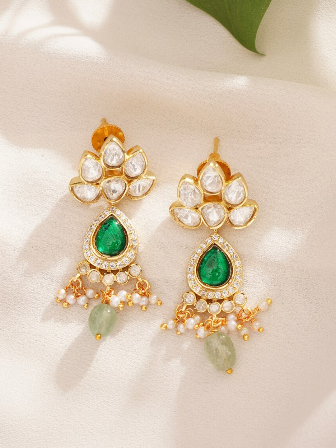 

JAYPORE Contemporary Drop Earrings, Gold