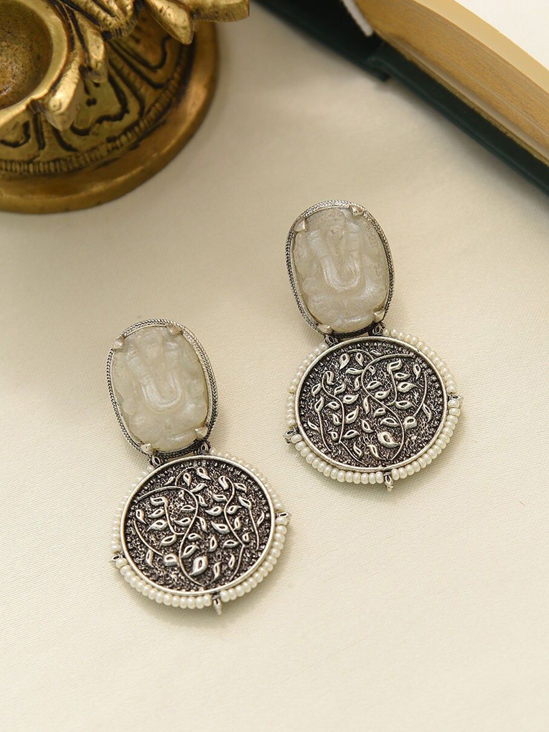 

JAYPORE Contemporary Jhumkas Earrings, Gold