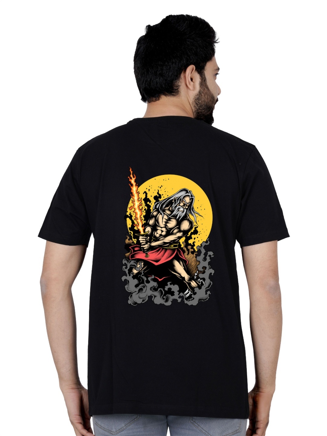 

LA MILANO Men Graphic Printed Round Neck Pure Cotton Slim Fit T-shirt, Black