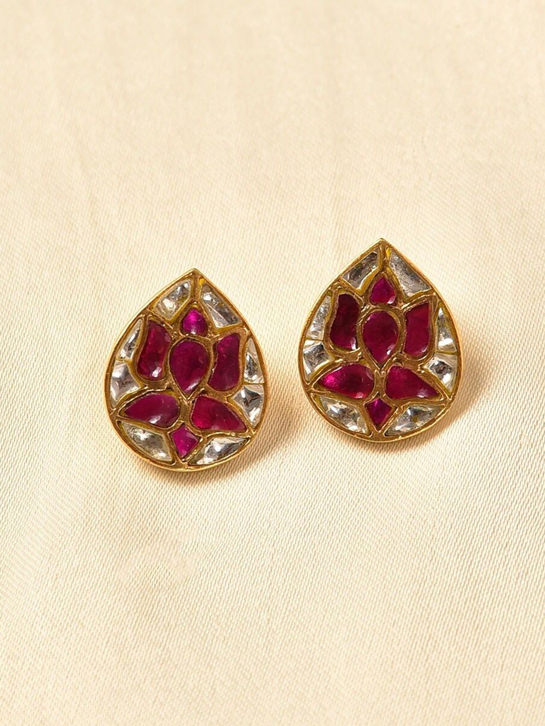 

JAYPORE Contemporary Stone Stud Drop Earrings, Silver