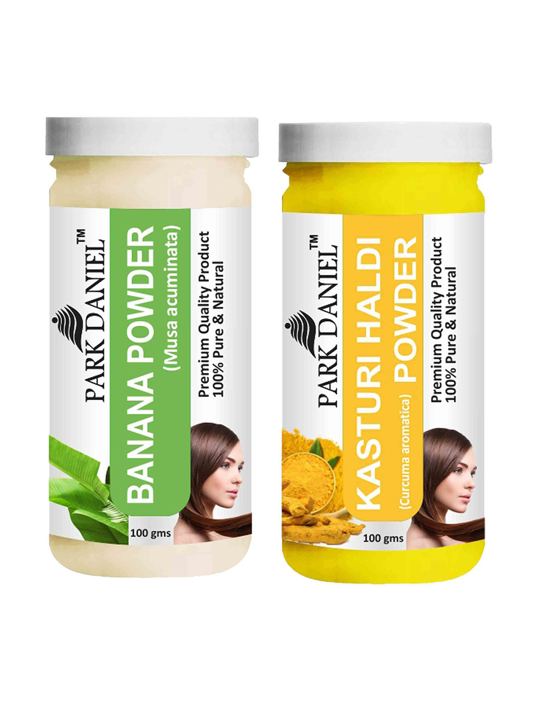 

Park Daniel Set Of 2 Pure & Natural Banana & Kasturi Haldi Powder - 100 g Each, Transparent