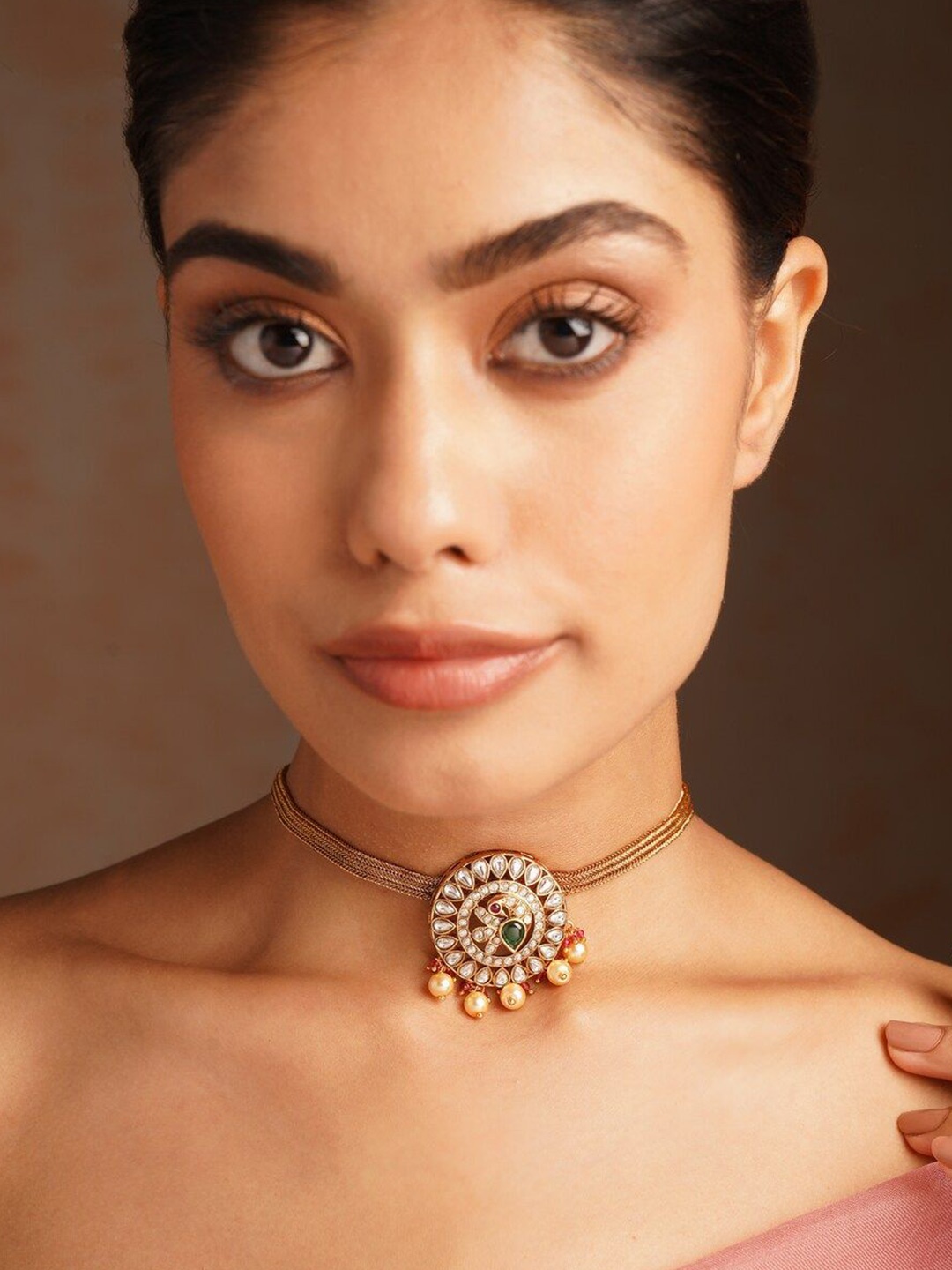 

JAYPORE Gold-Plated Artificial Stones Studded Jewellery Set