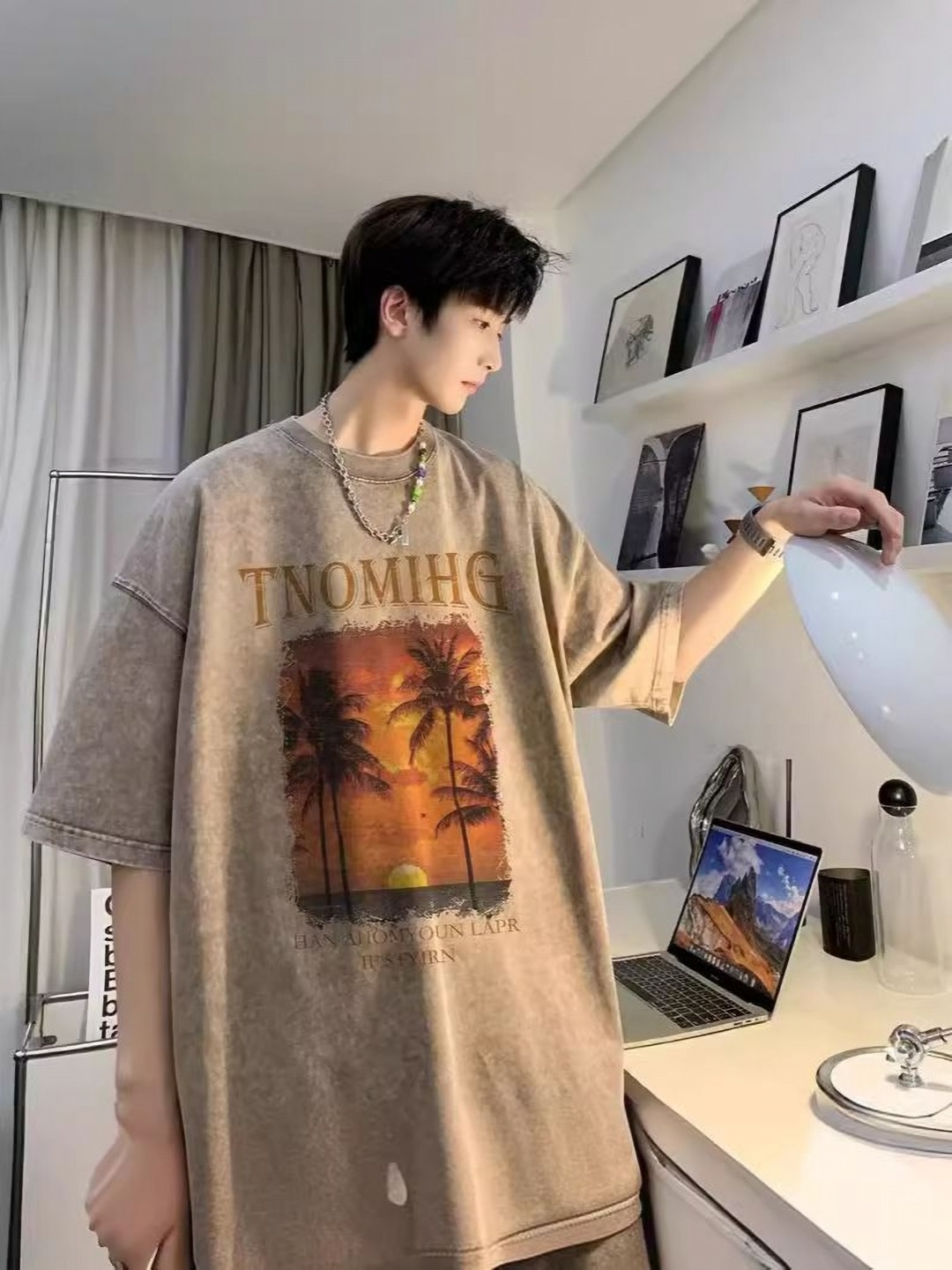 

StyleCast Men Graphic Printed Round Neck Pure Cotton Oversized T-shirt, Brown