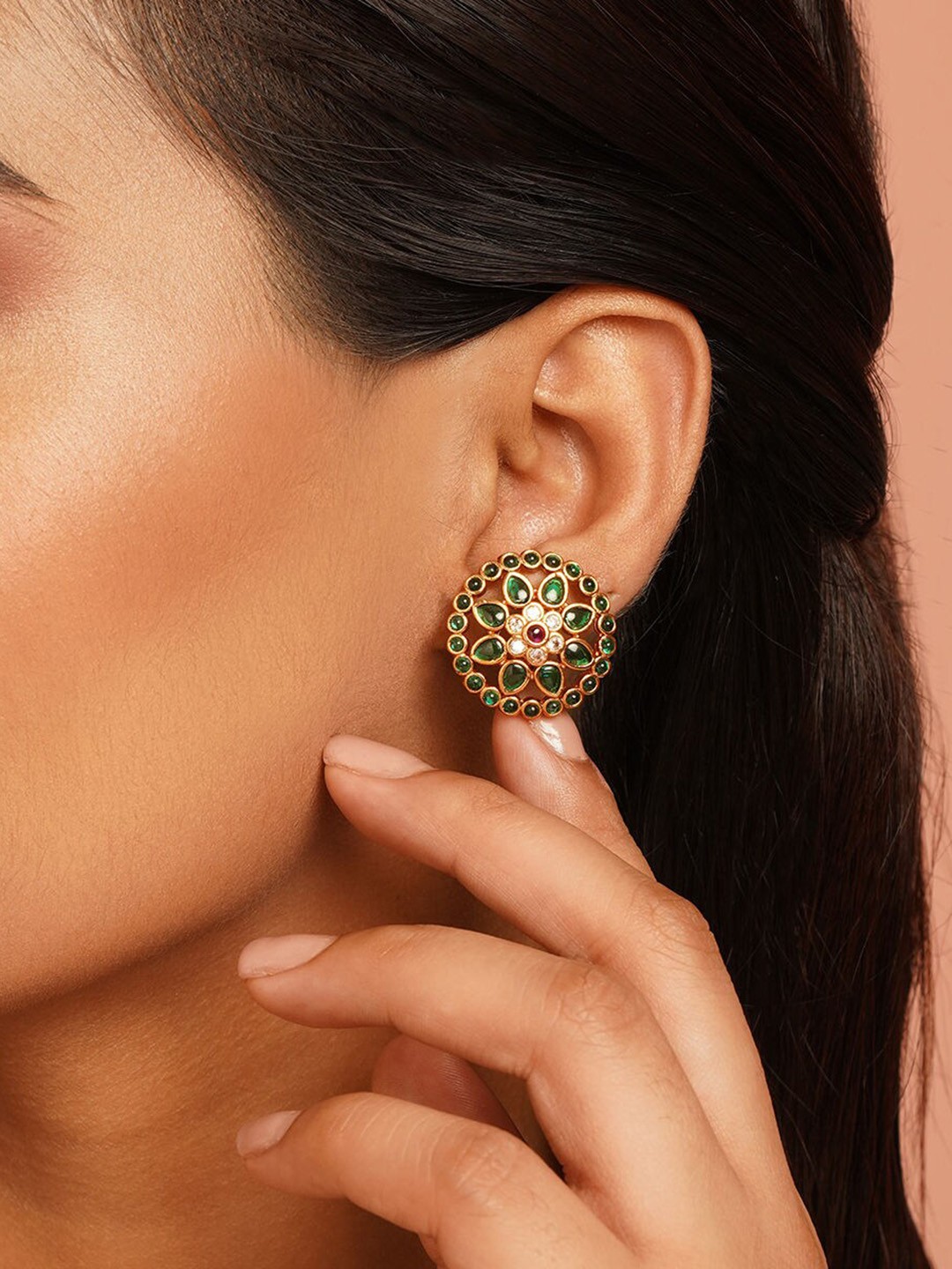 

JAYPORE Contemporary Studs Earrings, Gold
