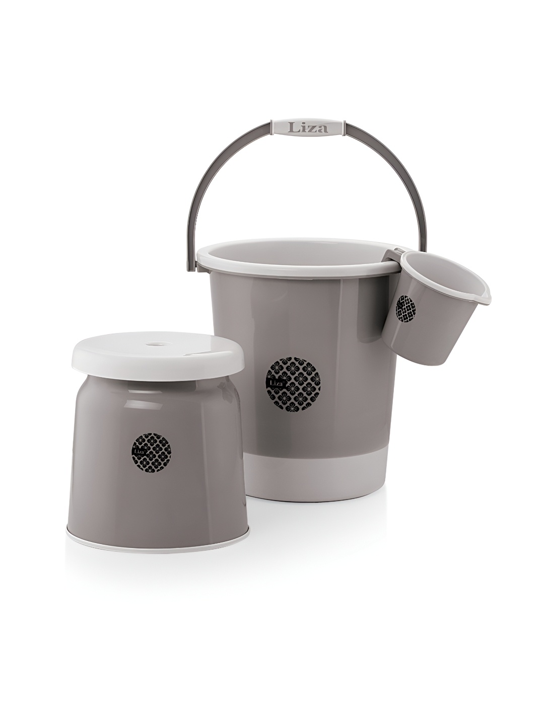 

NABHYA Grey 3 Pieces Printed Bathroom Accessories Set