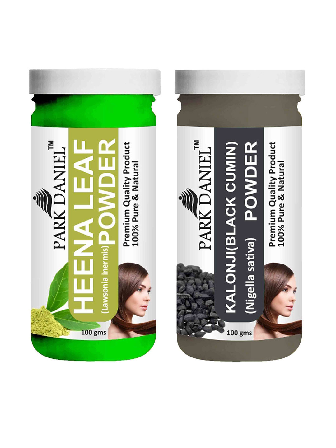 

Park Daniel Set Of 2 Pure & Natural Henna Leaf & Kalonji Powder - 100 g Each, Transparent