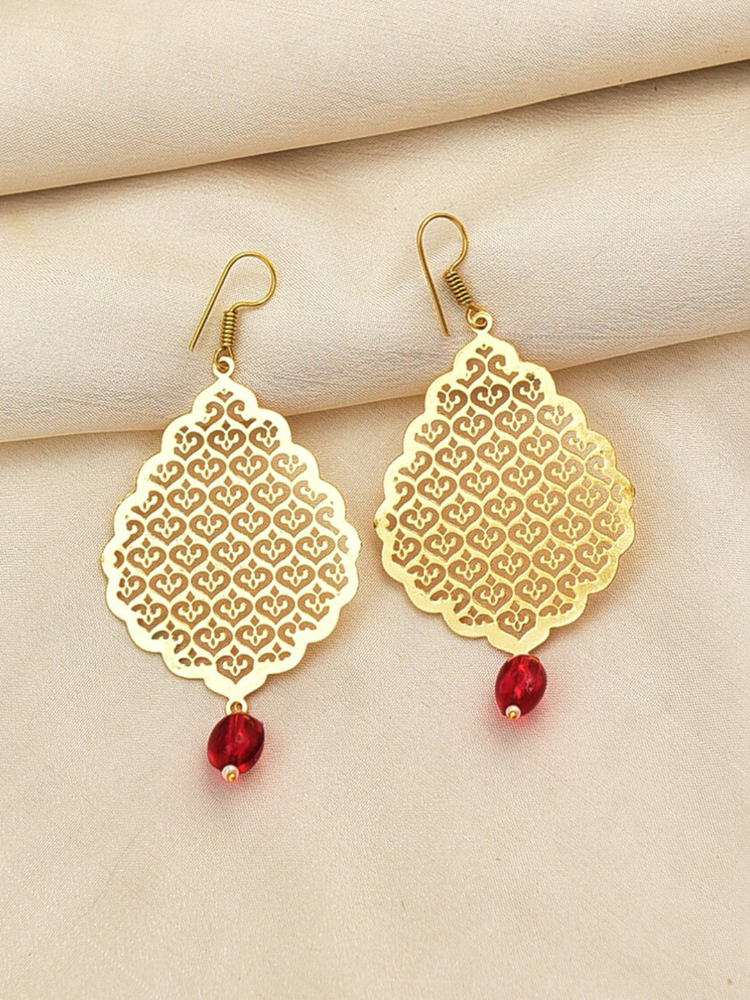 

JAYPORE Contemporary Jhumkas Earrings, Gold