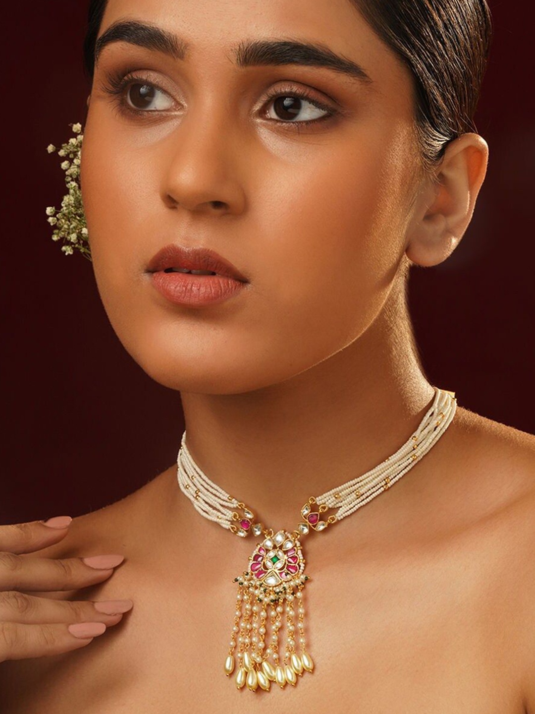 

JAYPORE Gold-Plated Kundan Studded Necklace