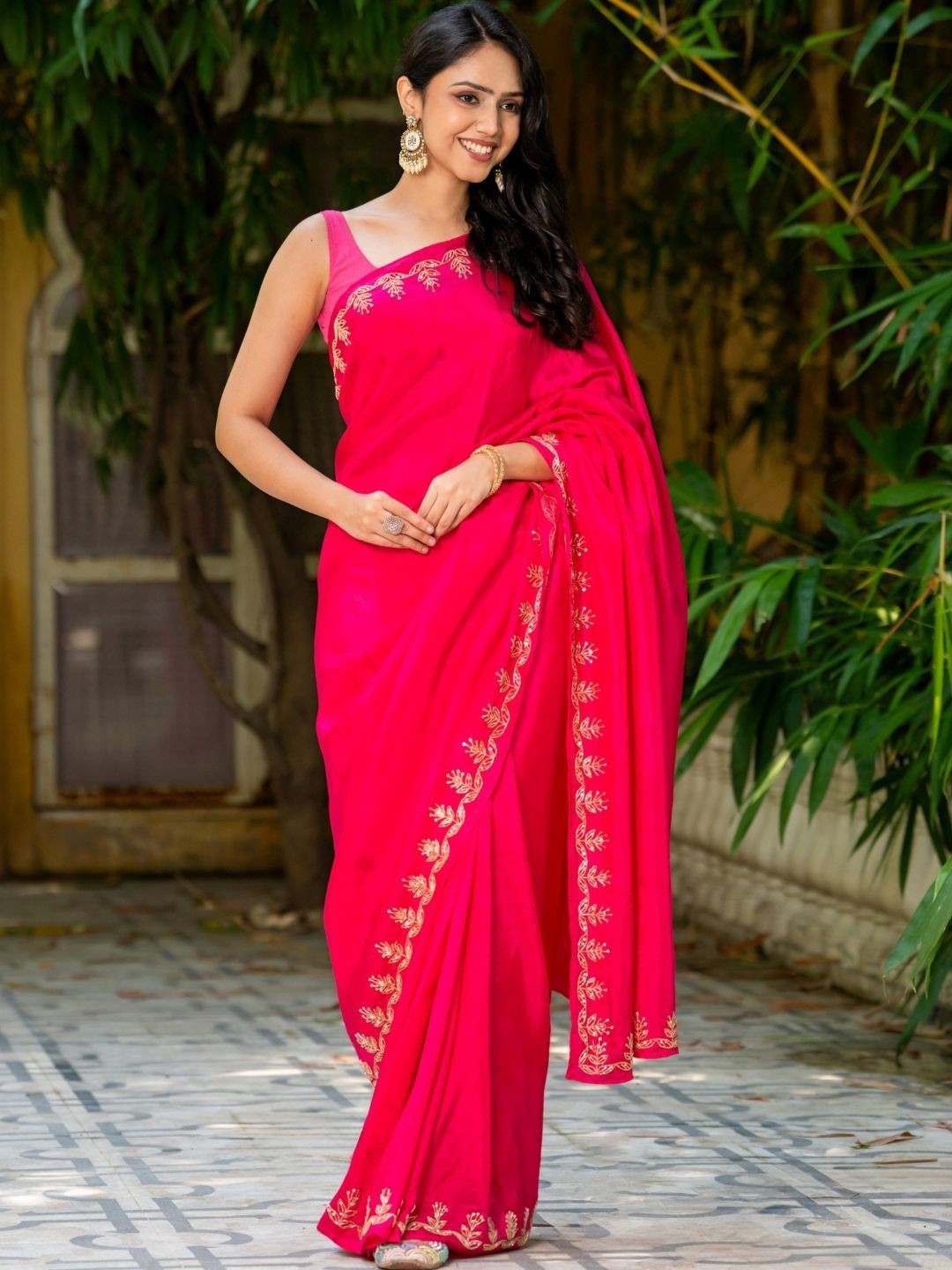 

HOUSE OF JAMOTI Uppada Saree, Pink