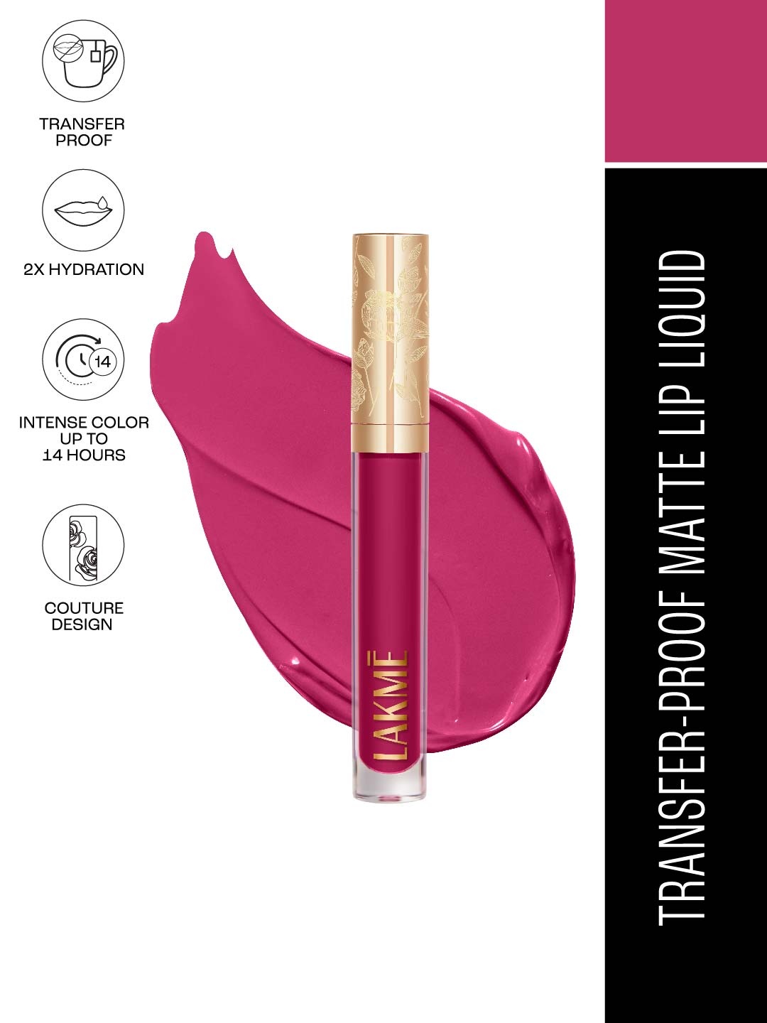 

Lakme Rouge Bloom Waterproof Matte Liquid Lipstick 3.5ml - Majestic Magnolia 202, Pink