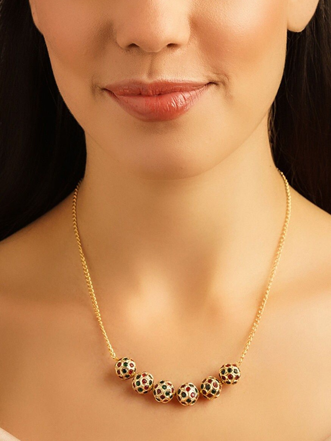 

JAYPORE Stone Studded Necklace, Gold