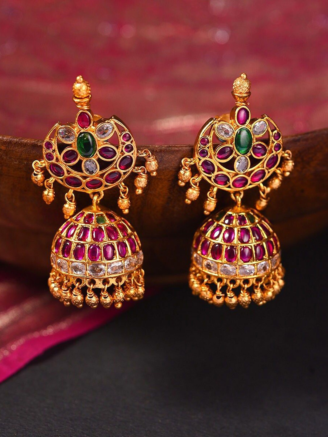 

JAYPORE Gold-Plated Contemporary Jhumkas Earrings