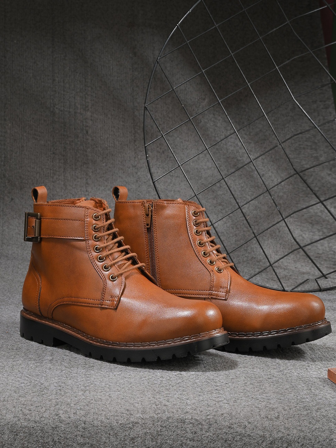 

CARLO ROMANO Men Platform Heeled Ankle Boots, Tan