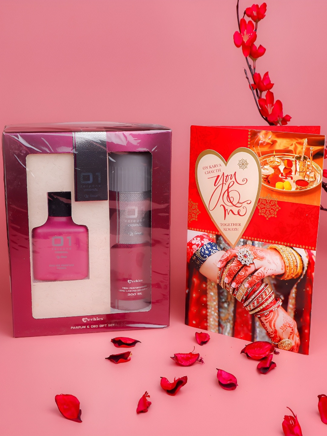 

Archies Karwa Chauth Special Together Always Card with Perfume Gift Set, Pink