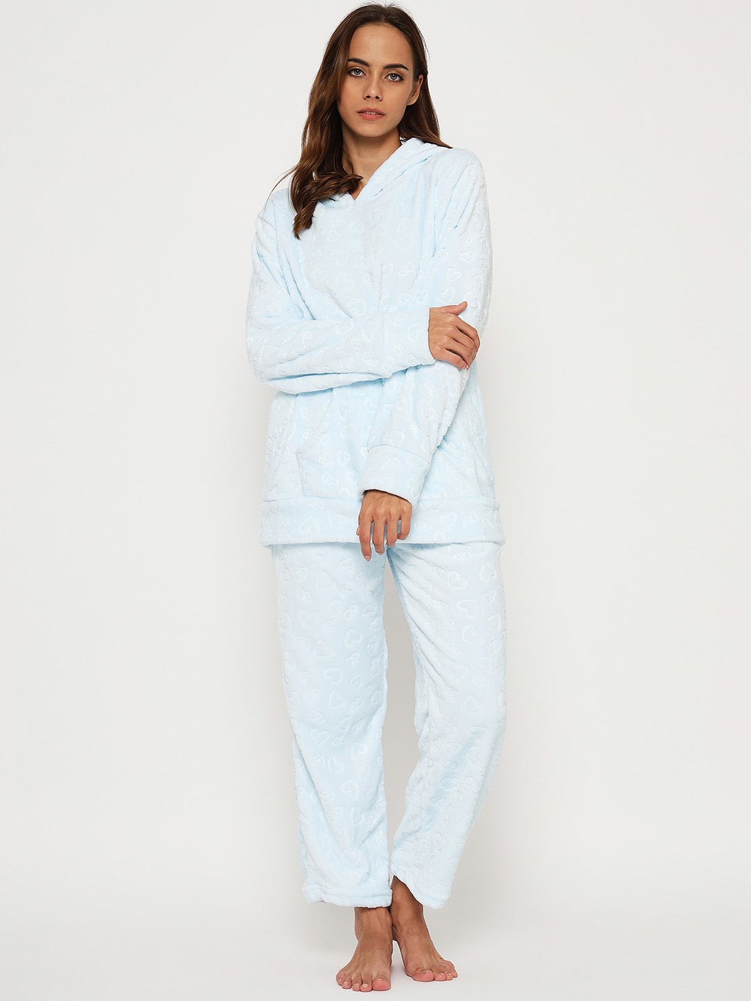 

Camey Women V-Neck Night suit, Blue