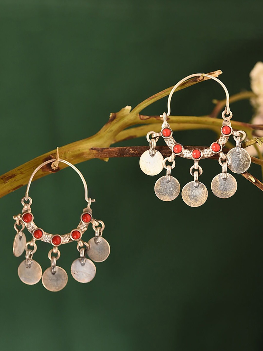 

JAYPORE Stone Studded Contemporary Drop Earrings, Silver