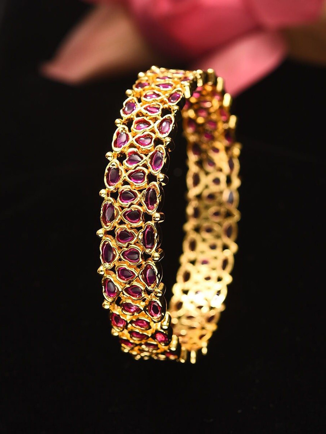 

JAYPORE Gold-Plated Stone Studded Bangle