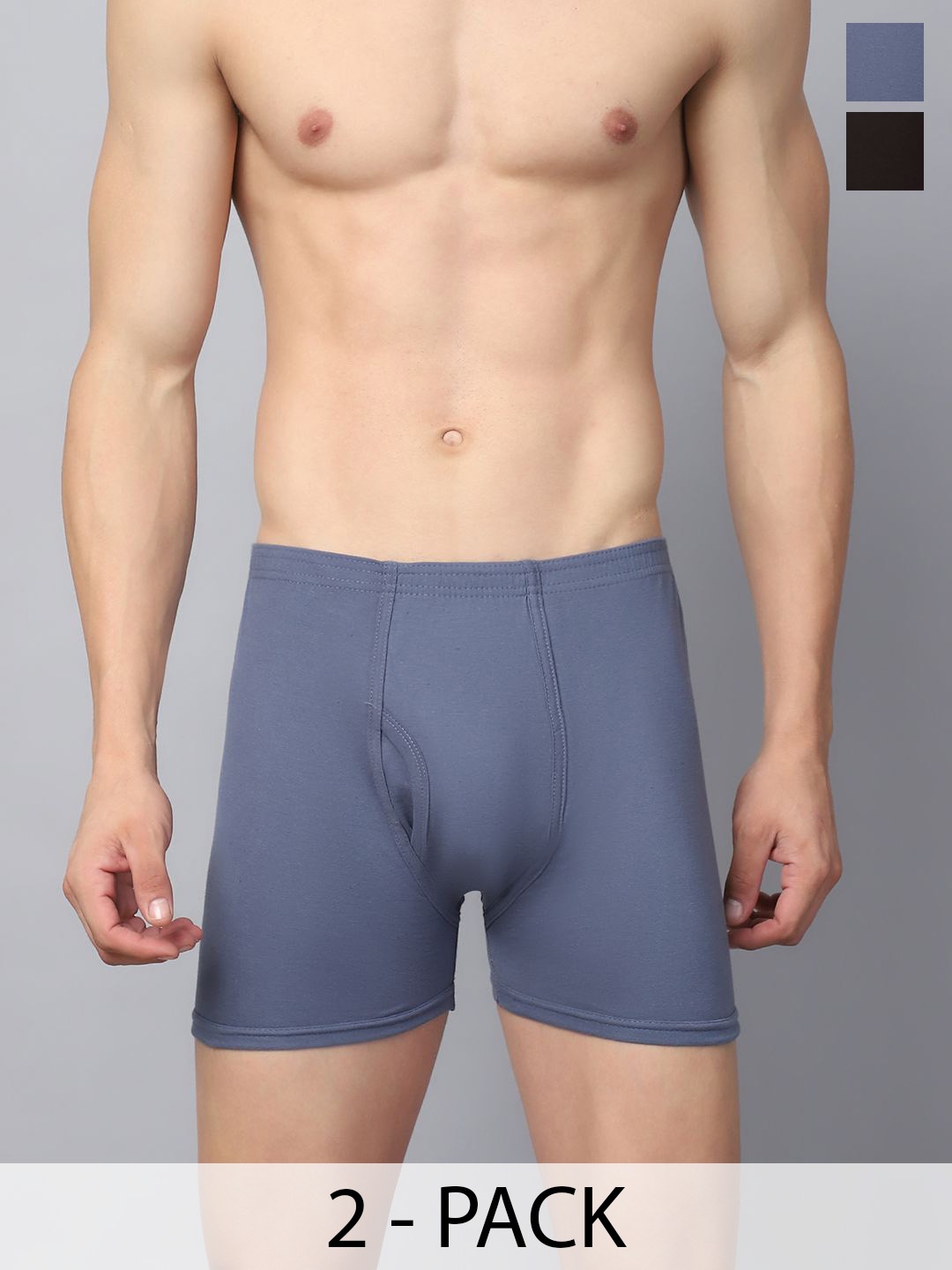 

VIMAL JONNEY Pack Of 2 Men Assorted Trunks JONNEY__BLUE__E__02, Grey